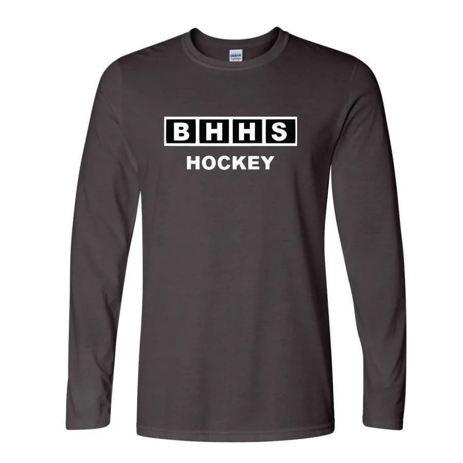 BHHS Hockey Charcoal Softstyle Long Sleeve Tee