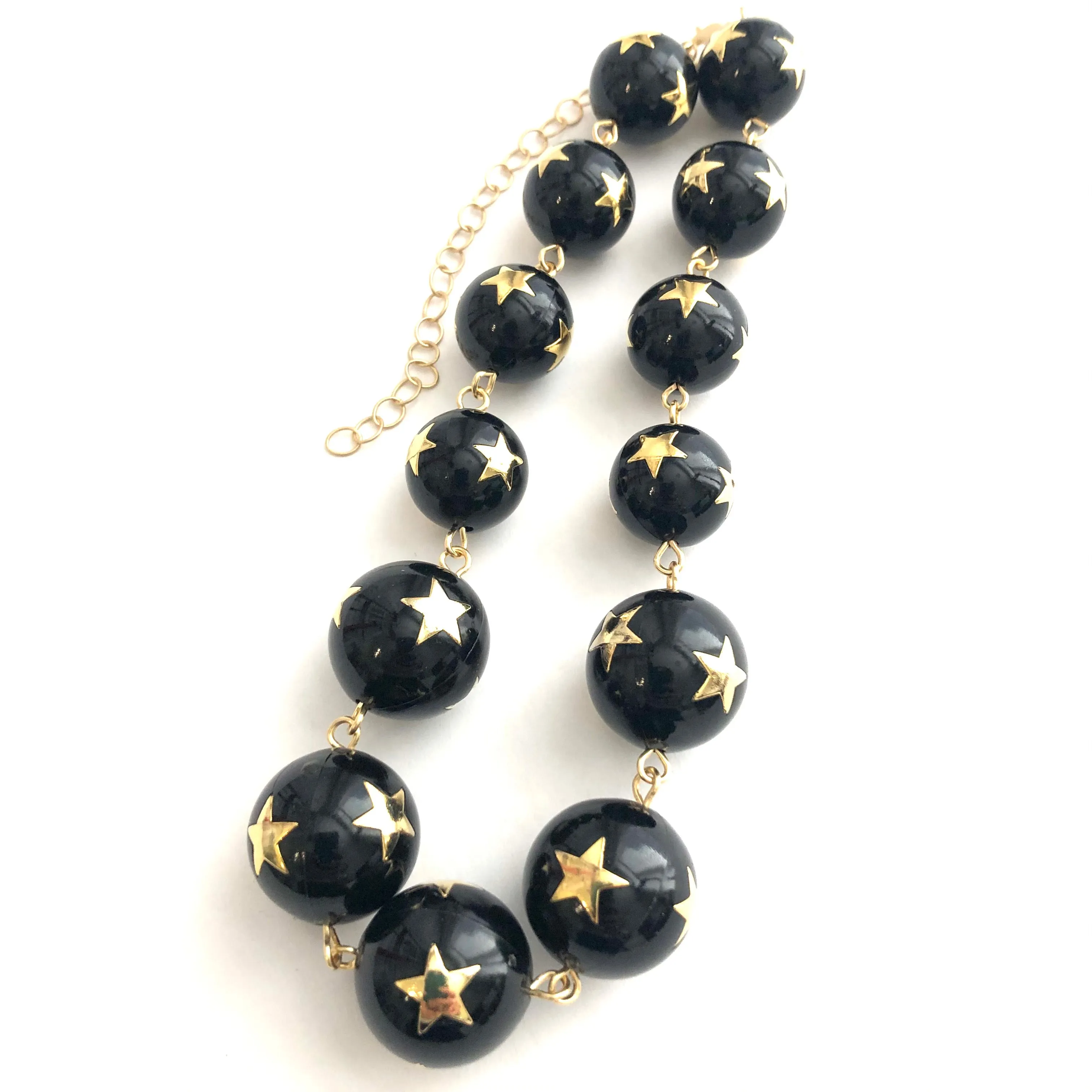 Black & Gold Superstar Beaded Amelia Necklace