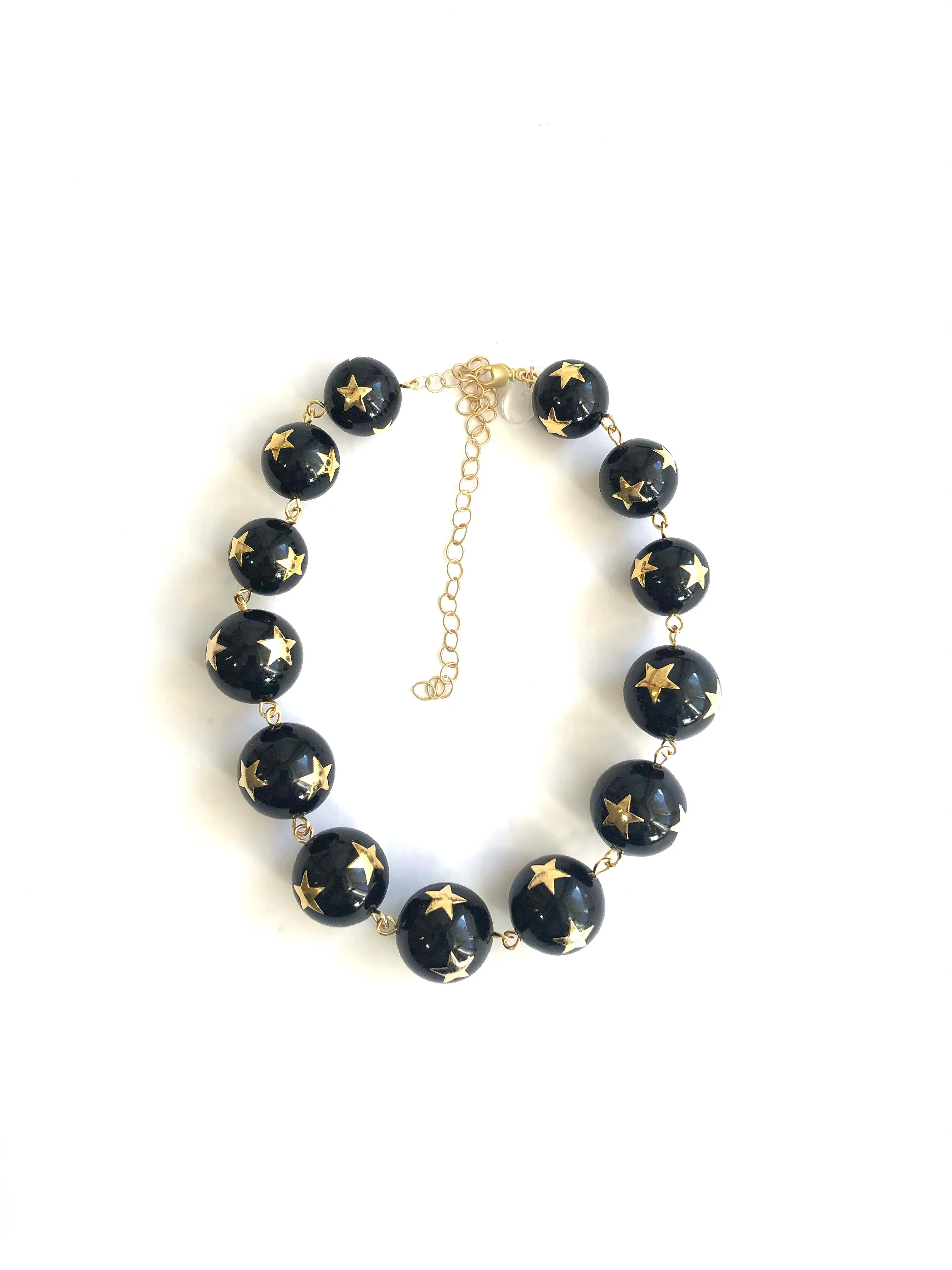 Black & Gold Superstar Beaded Amelia Necklace