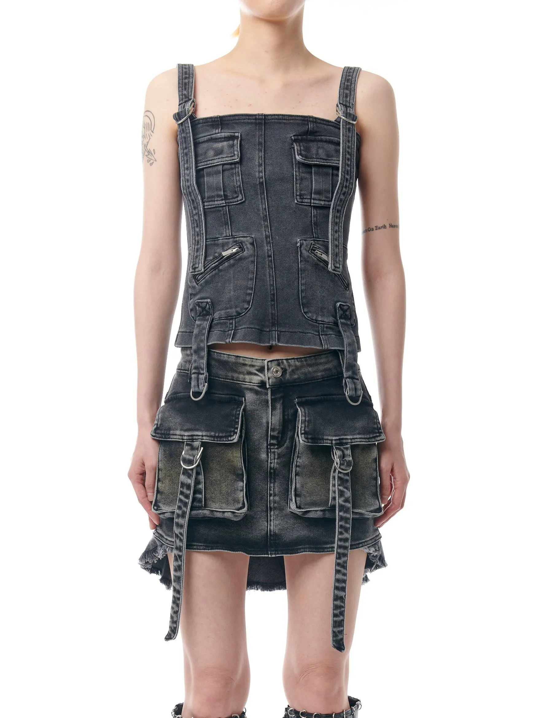 Blumarine Multipocket Denim Corset Top