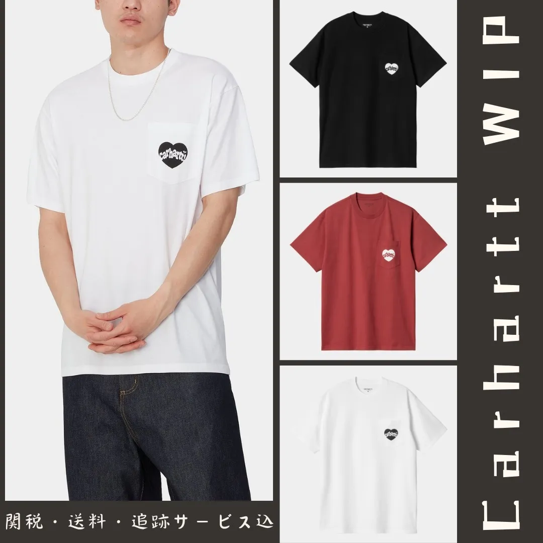 Carhartt  |Crew Neck Heart Street Style Cotton Short Sleeves Logo