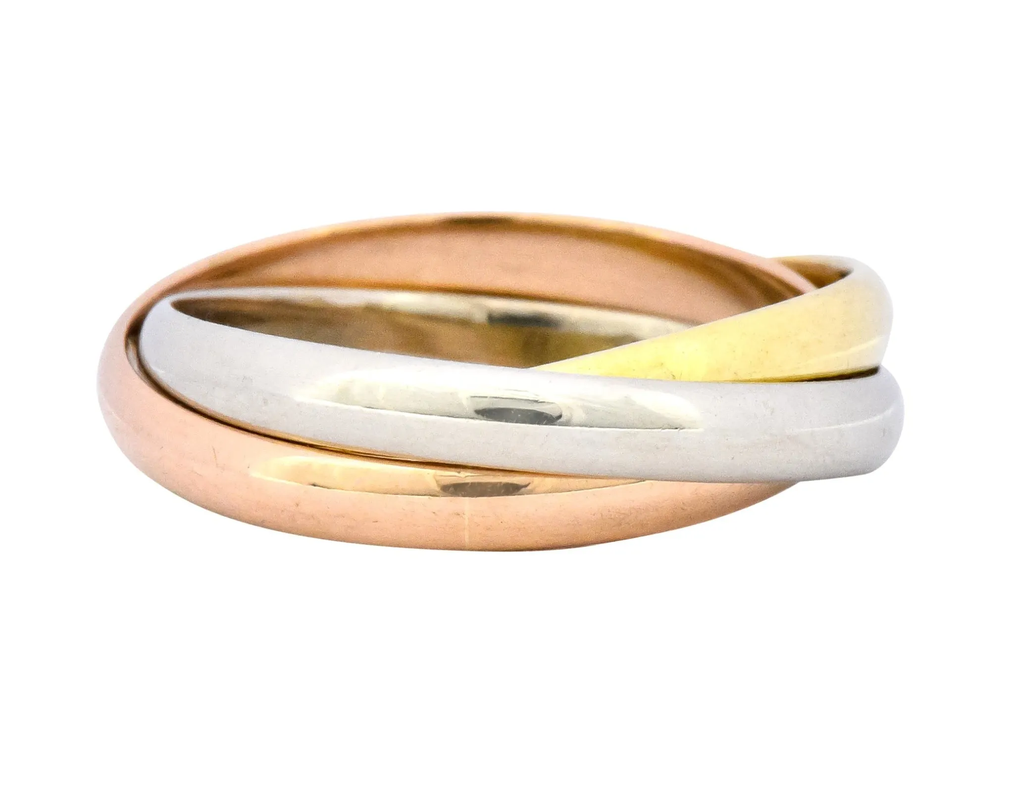 Cartier 18 Karat Tri-Colored Gold Unisex Trinity Rolling Ring