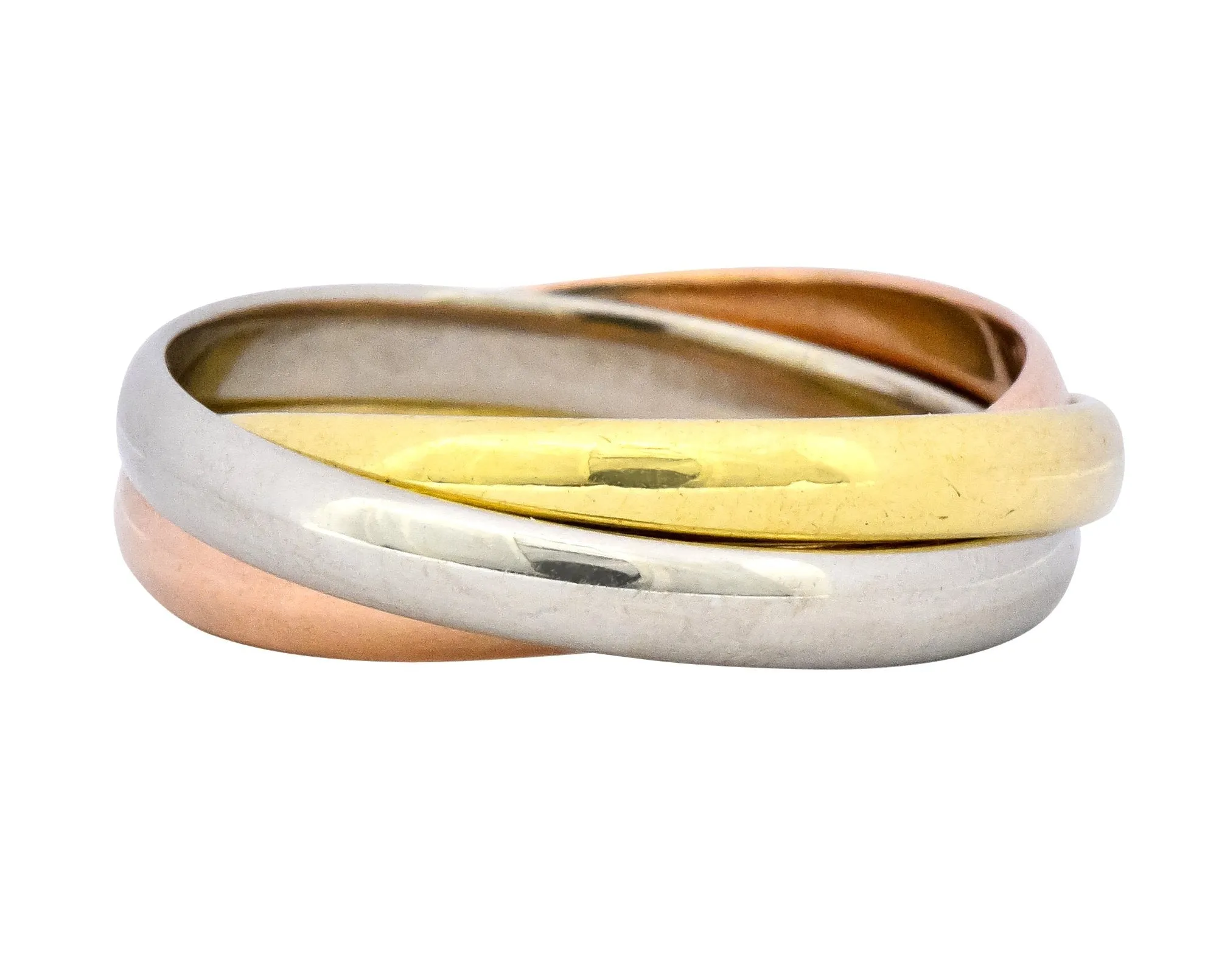 Cartier 18 Karat Tri-Colored Gold Unisex Trinity Rolling Ring