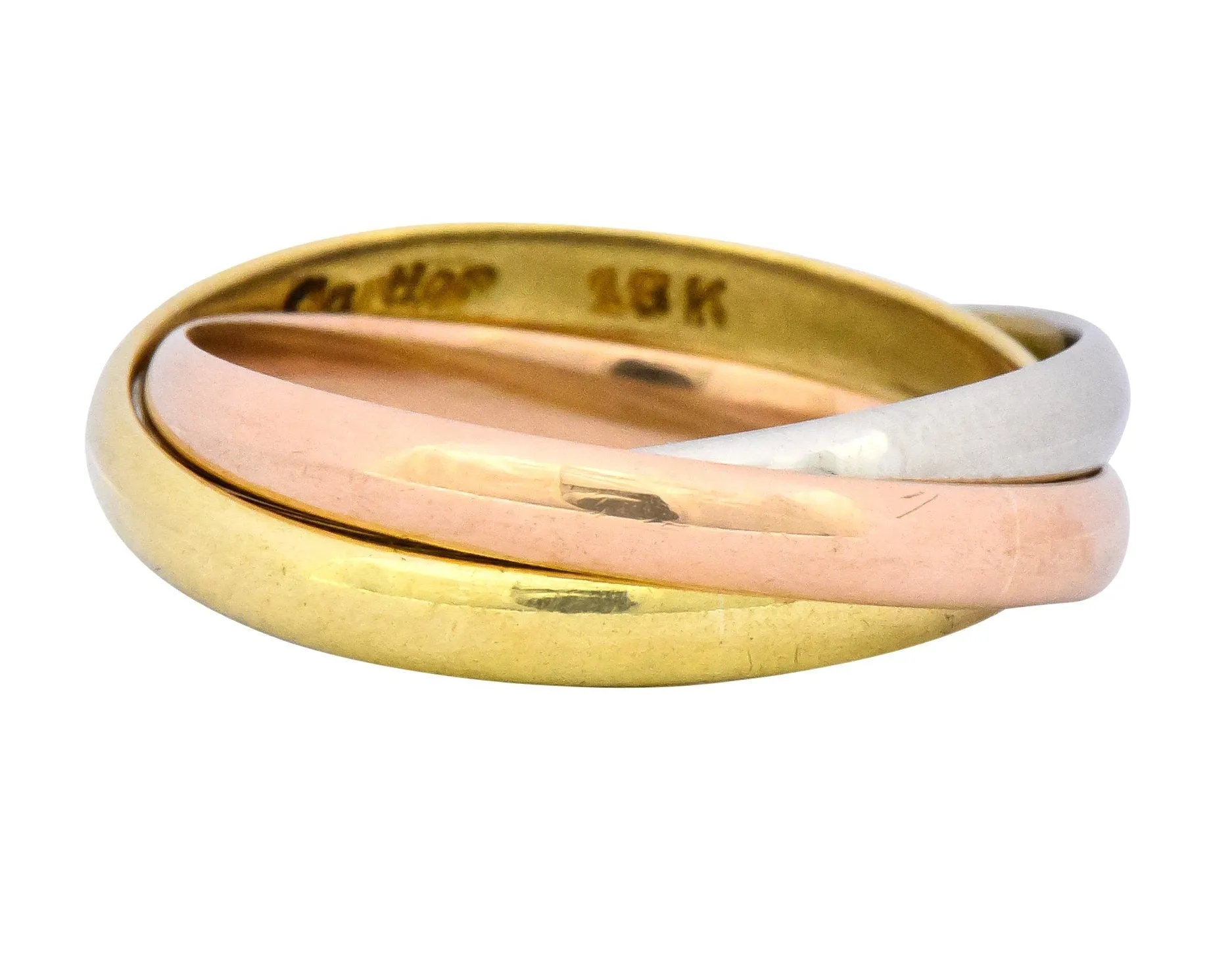 Cartier 18 Karat Tri-Colored Gold Unisex Trinity Rolling Ring