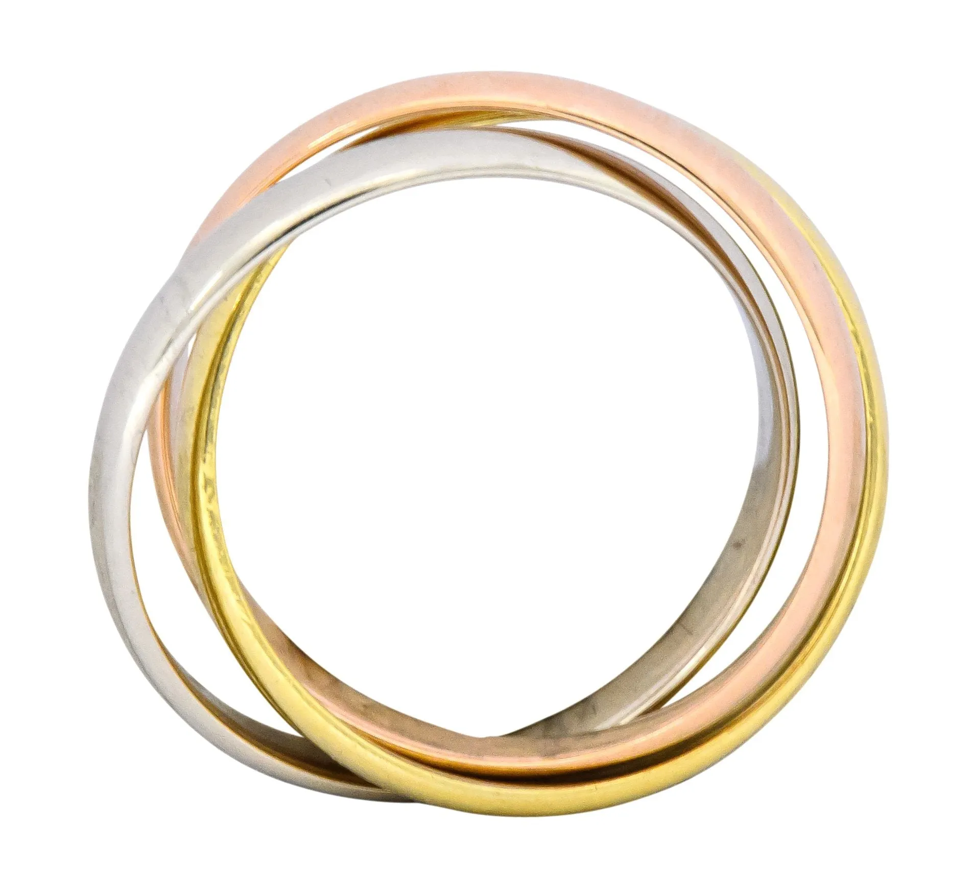 Cartier 18 Karat Tri-Colored Gold Unisex Trinity Rolling Ring