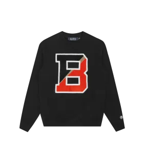 COLLEGIATE CHENILLE PATCH CREWNECK - BLACK