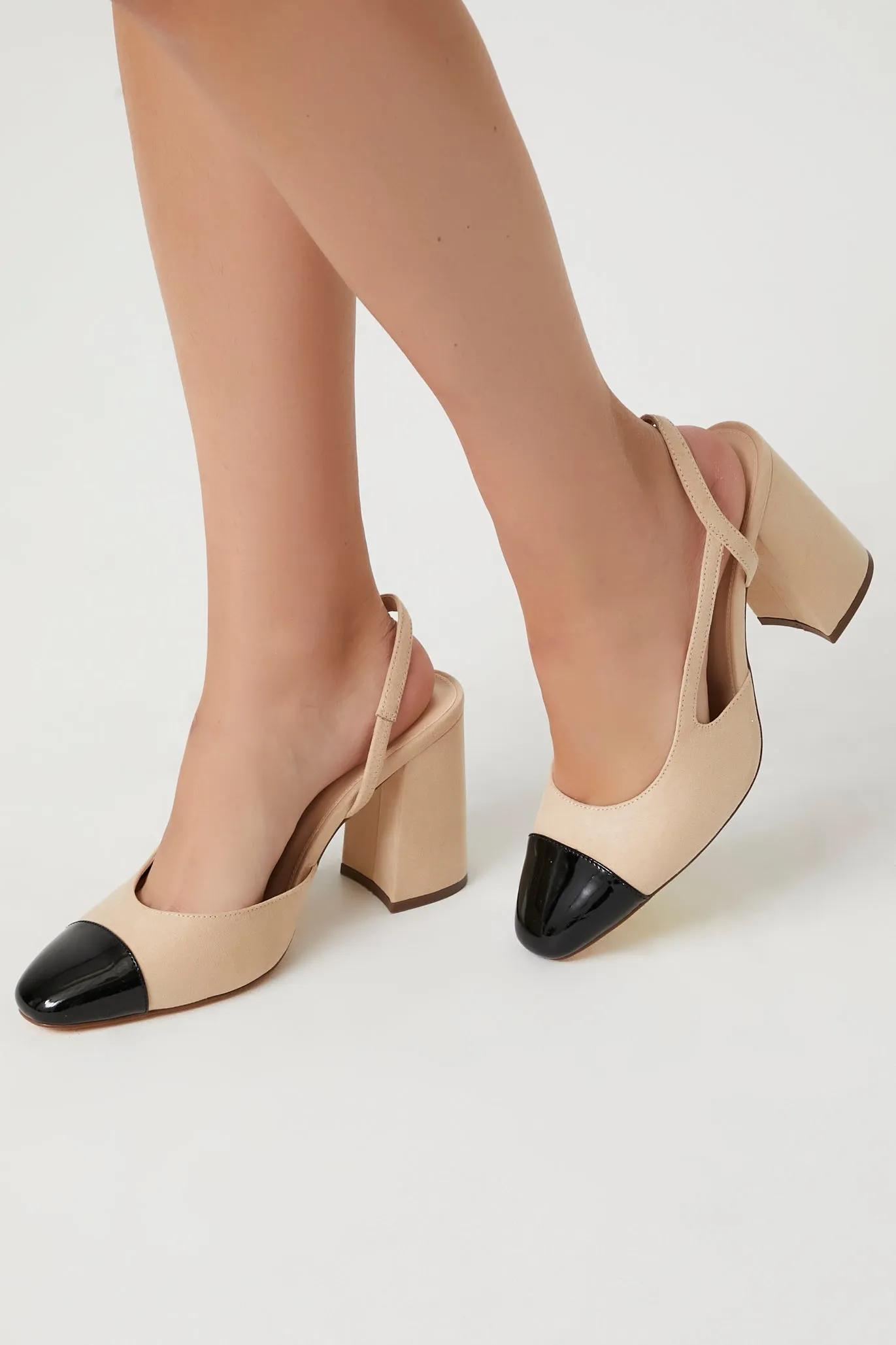 Colourblock Pointed Toe Block Heel