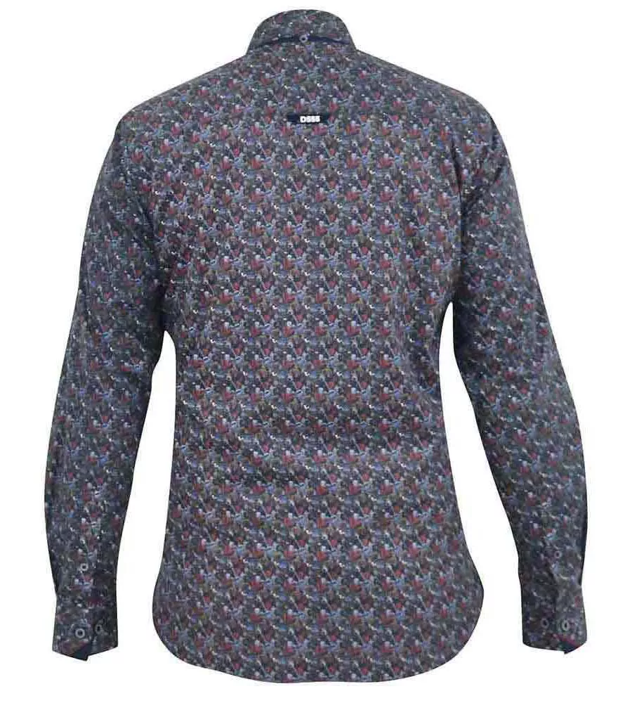 D555 Mens Long Sleeve Shirt with Floral Print (JORDAN)