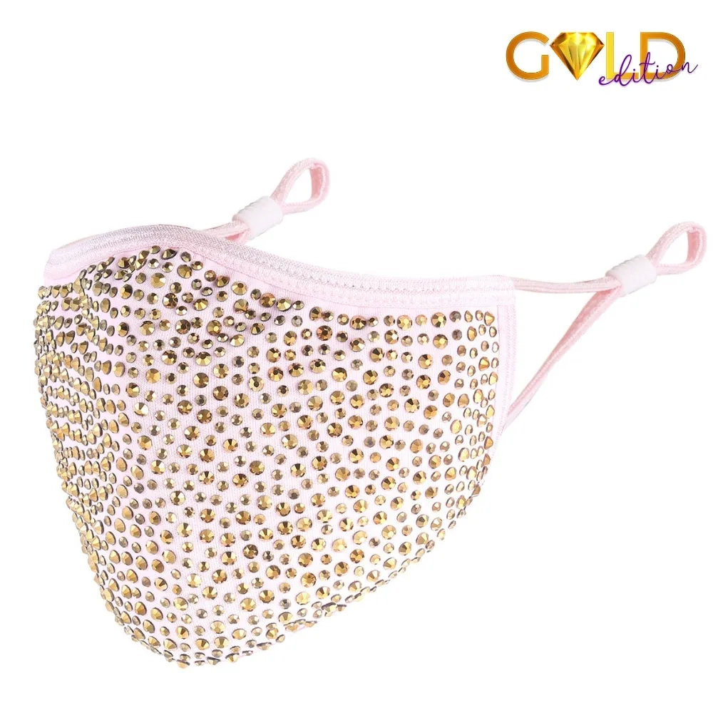 Destiny Gold Crystal Face Mask - Light Pink