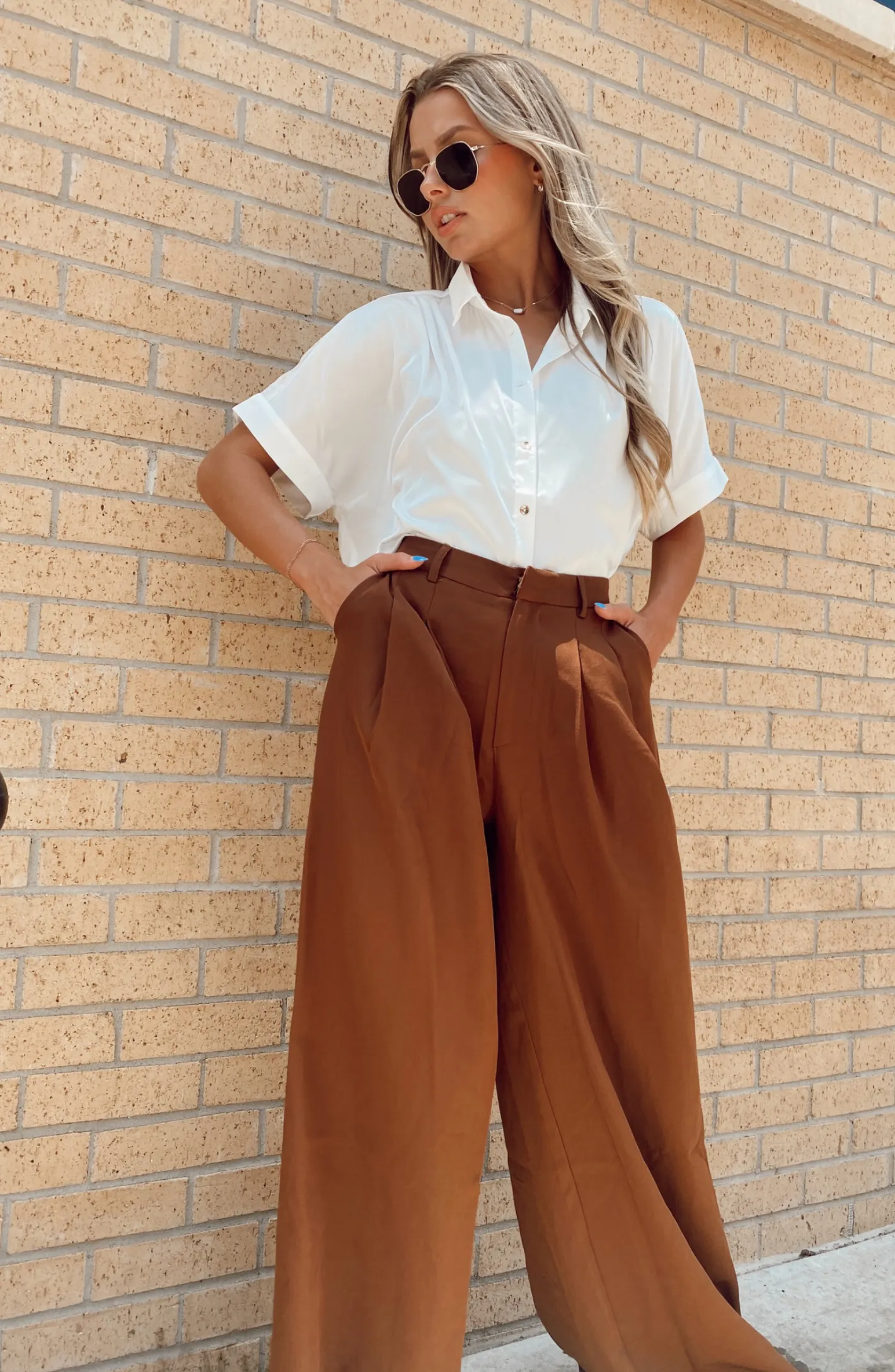 Drama Free Brown Pleated Trouser