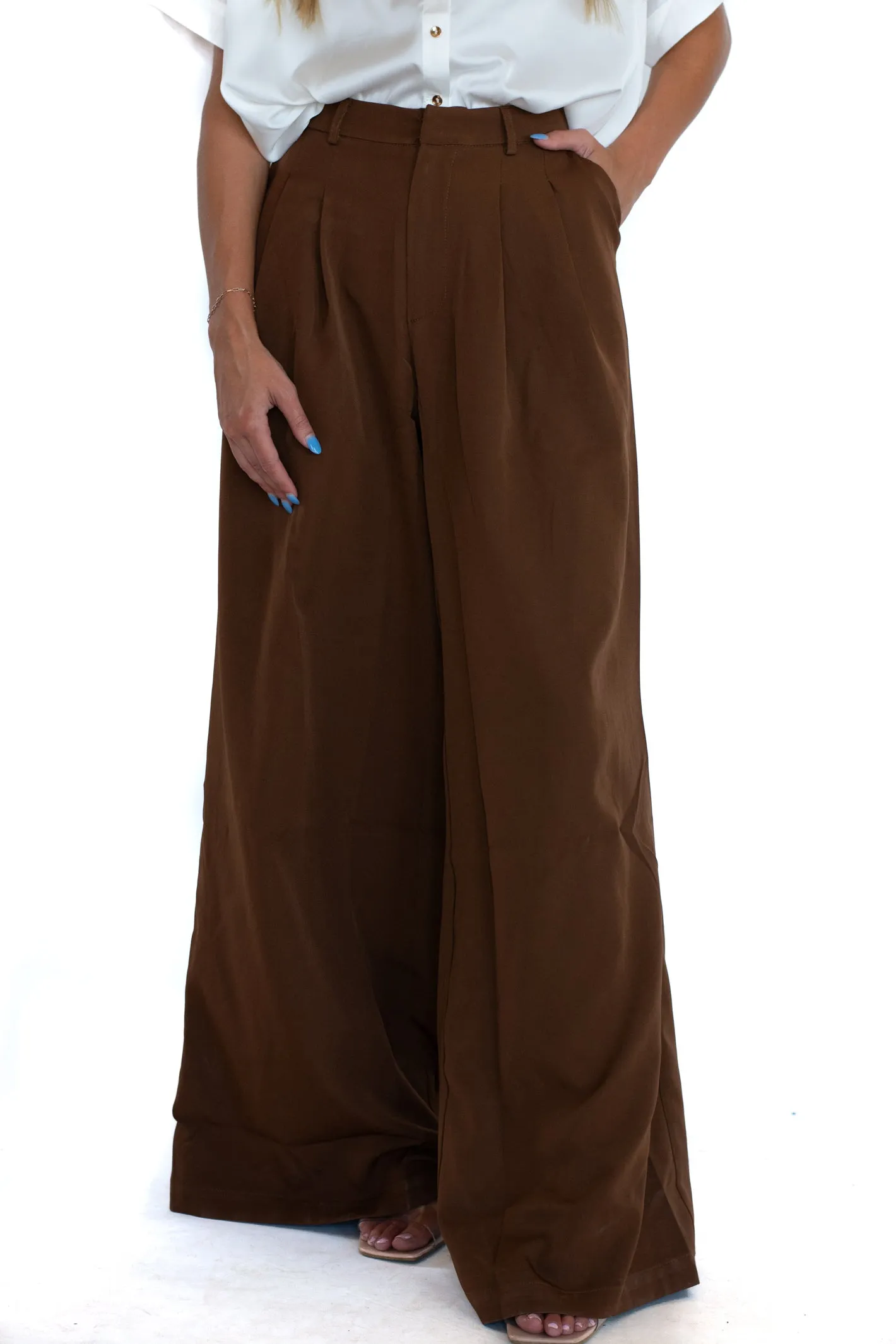 Drama Free Brown Pleated Trouser