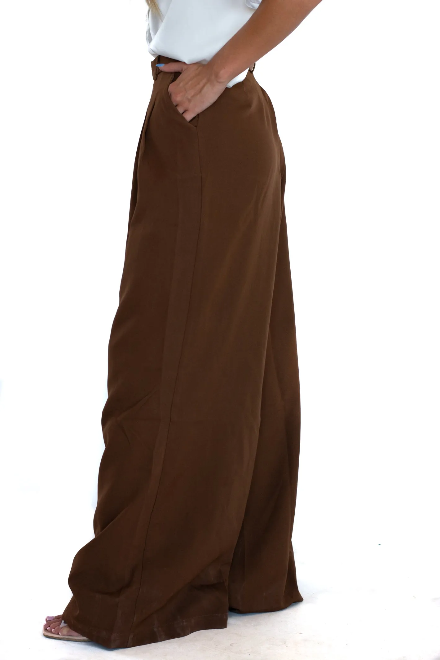 Drama Free Brown Pleated Trouser