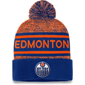 FANATICS EDMONTON OILERS ADULT AUTHENTIC PRO HEATHERED CUFFED POM TOQUE