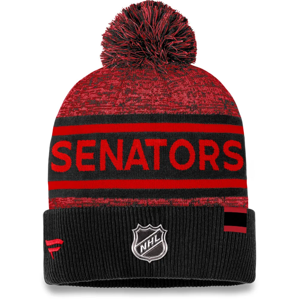 FANATICS OTTAWA SENATORS ADULT AUTHENTIC PRO HEATHERED CUFFED POM TOQUE