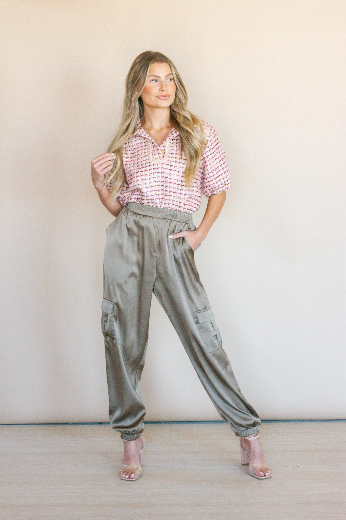 Find an Excuse Tweed Plaid Top