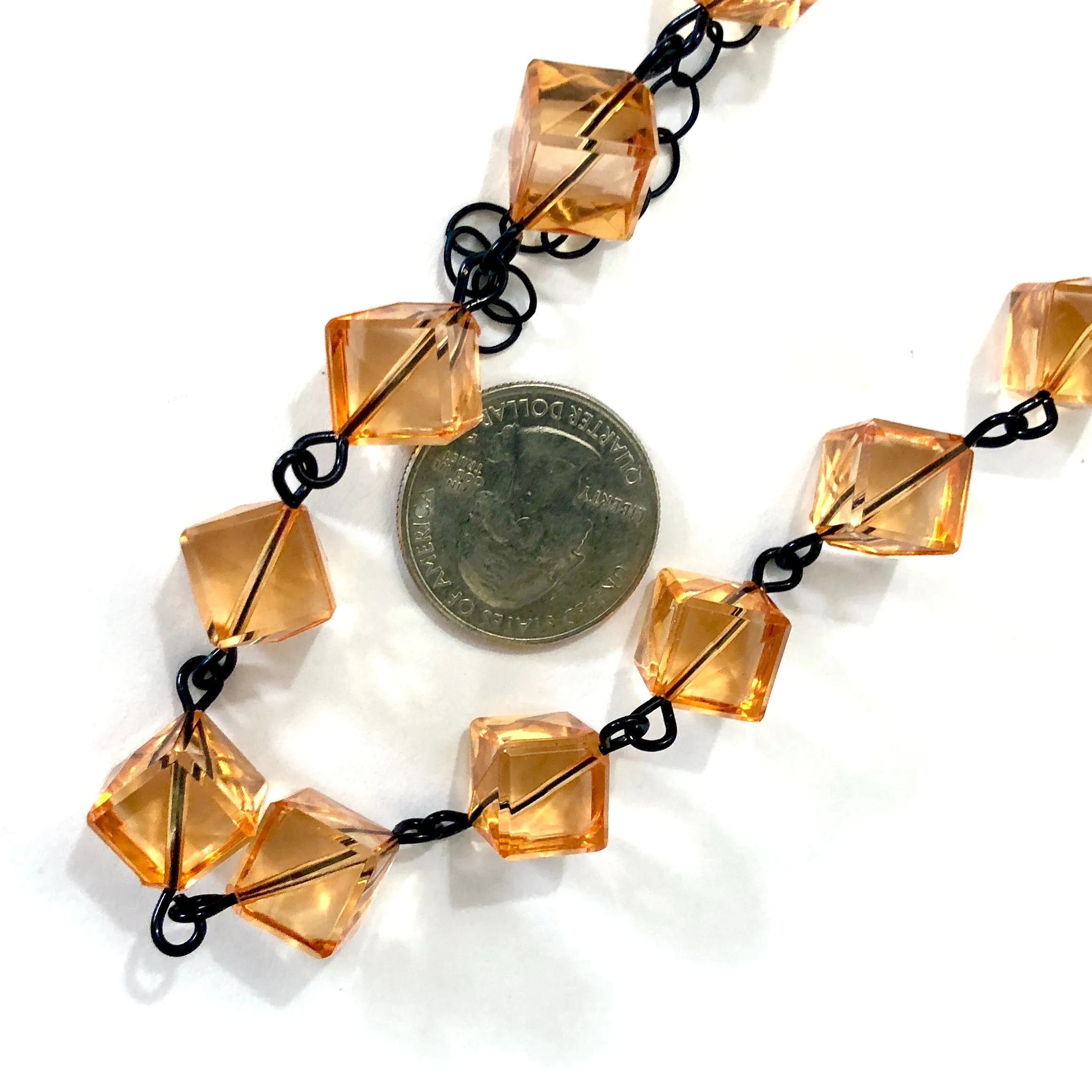 Golden Peach Beaded Amelia Necklace