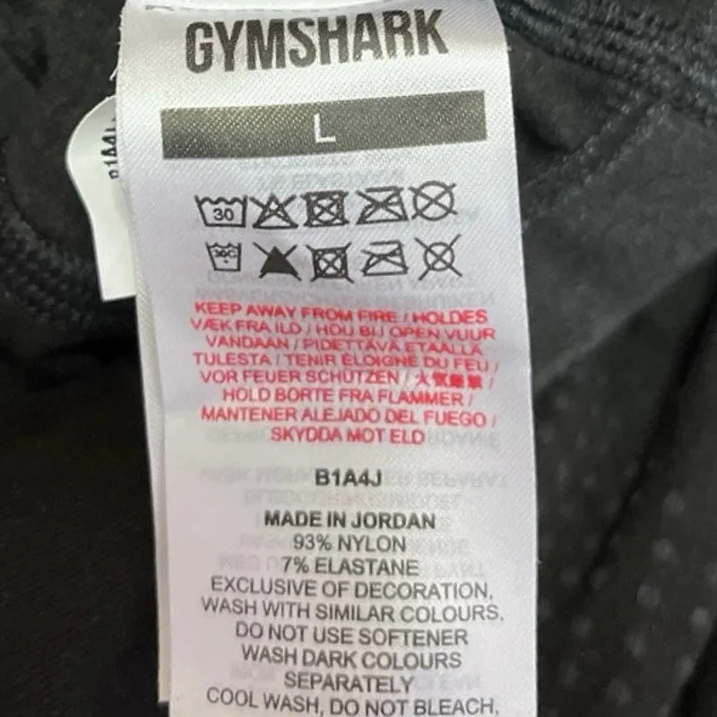 Gymshark Black High Rise Pull On Logo Stretch Workout Athletic Short Size L