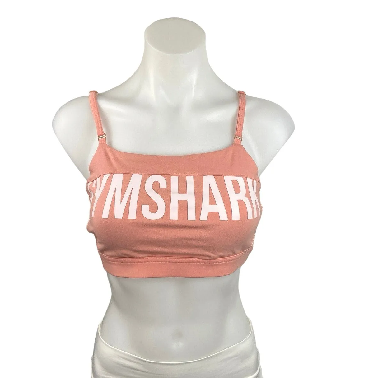 Gymshark Orange Peach Spell Out Square Neck Cut Out Recess Sports Bra Size M