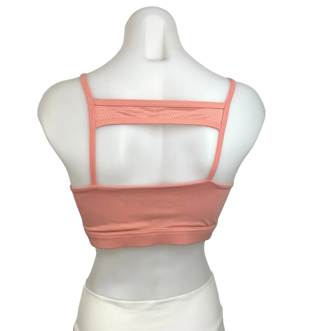 Gymshark Orange Peach Spell Out Square Neck Cut Out Recess Sports Bra Size M