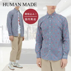 HUMAN MADE  |Gingham Heart Street Style Long Sleeves Cotton Logo Shirts