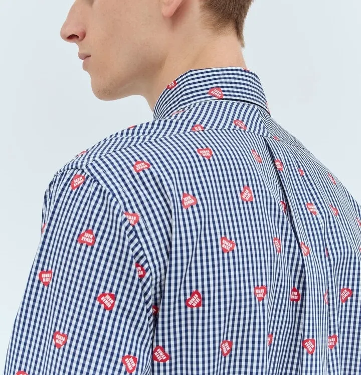 HUMAN MADE  |Gingham Heart Street Style Long Sleeves Cotton Logo Shirts