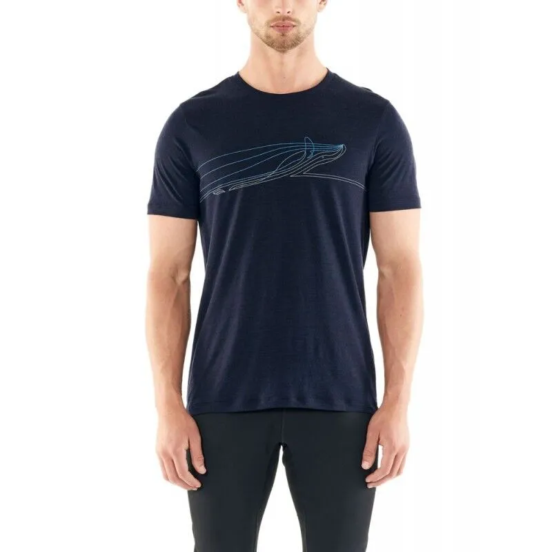 icebreaker  Mens Tech Lite SS Crewe Single Line Whale - Maglia merino - Uomo