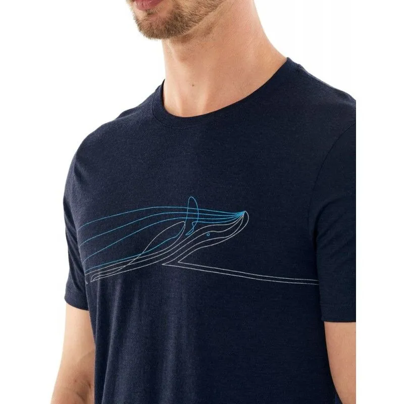 icebreaker  Mens Tech Lite SS Crewe Single Line Whale - Maglia merino - Uomo