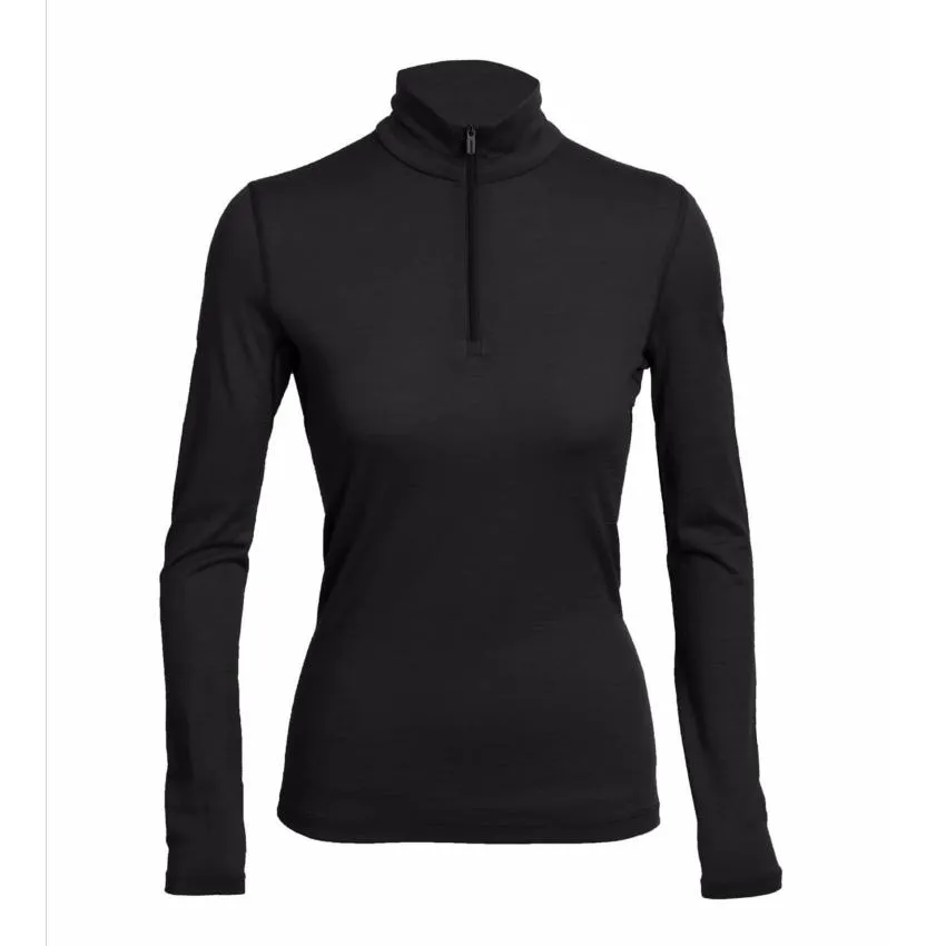 icebreaker Merino Base Layer Women's 200 Oasis Long Sleeve Half Zip - Black Fire L, XL