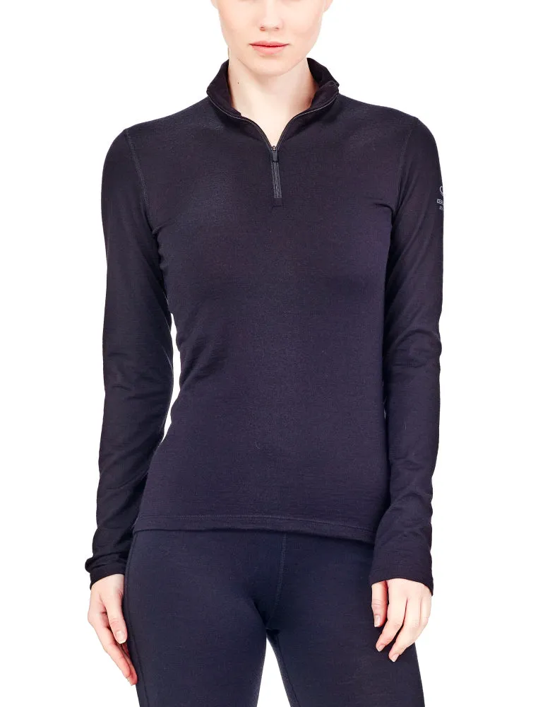 icebreaker Merino Base Layer Women's 200 Oasis Long Sleeve Half Zip - Black Fire L, XL