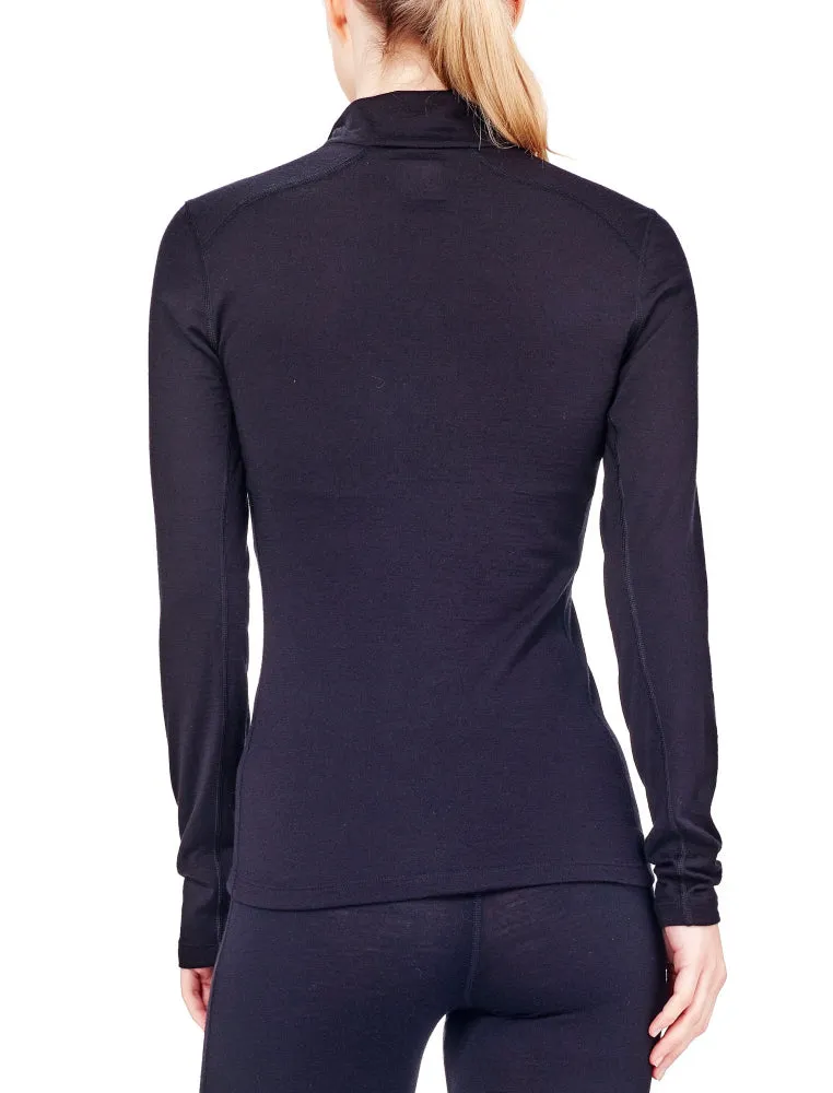 icebreaker Merino Base Layer Women's 200 Oasis Long Sleeve Half Zip - Black Fire L, XL