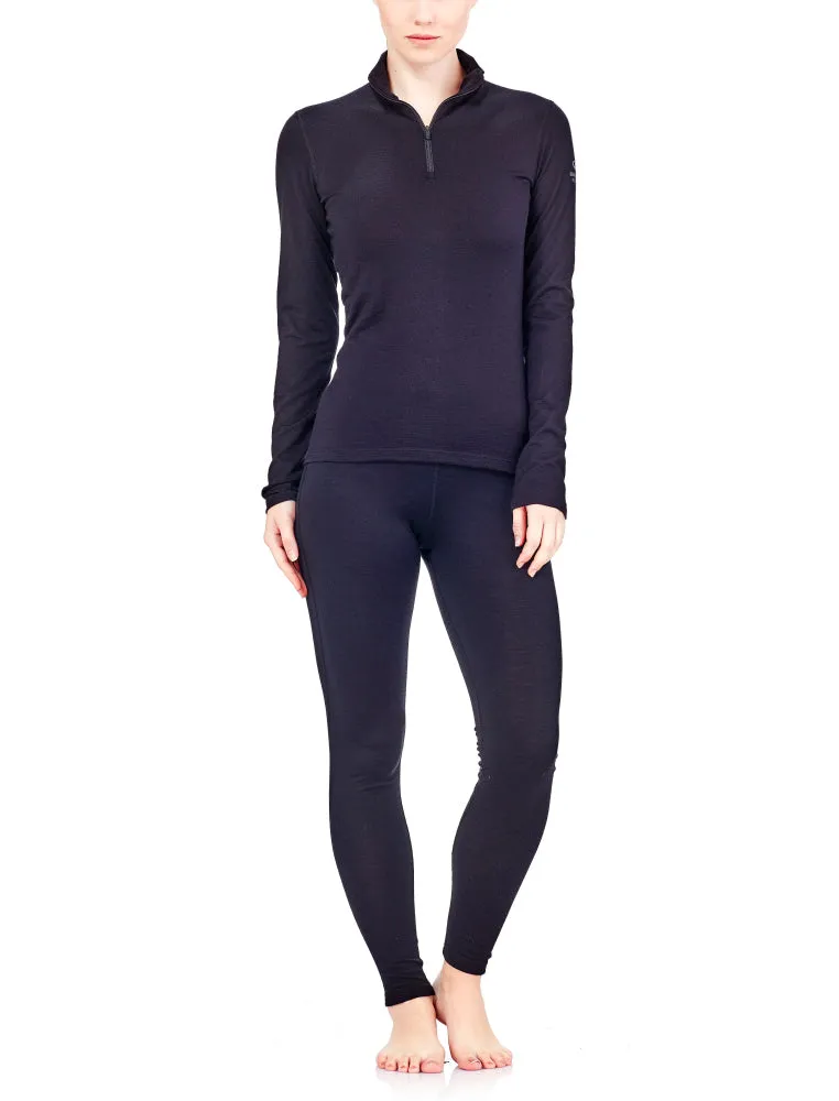 icebreaker Merino Base Layer Women's 200 Oasis Long Sleeve Half Zip - Black Fire L, XL