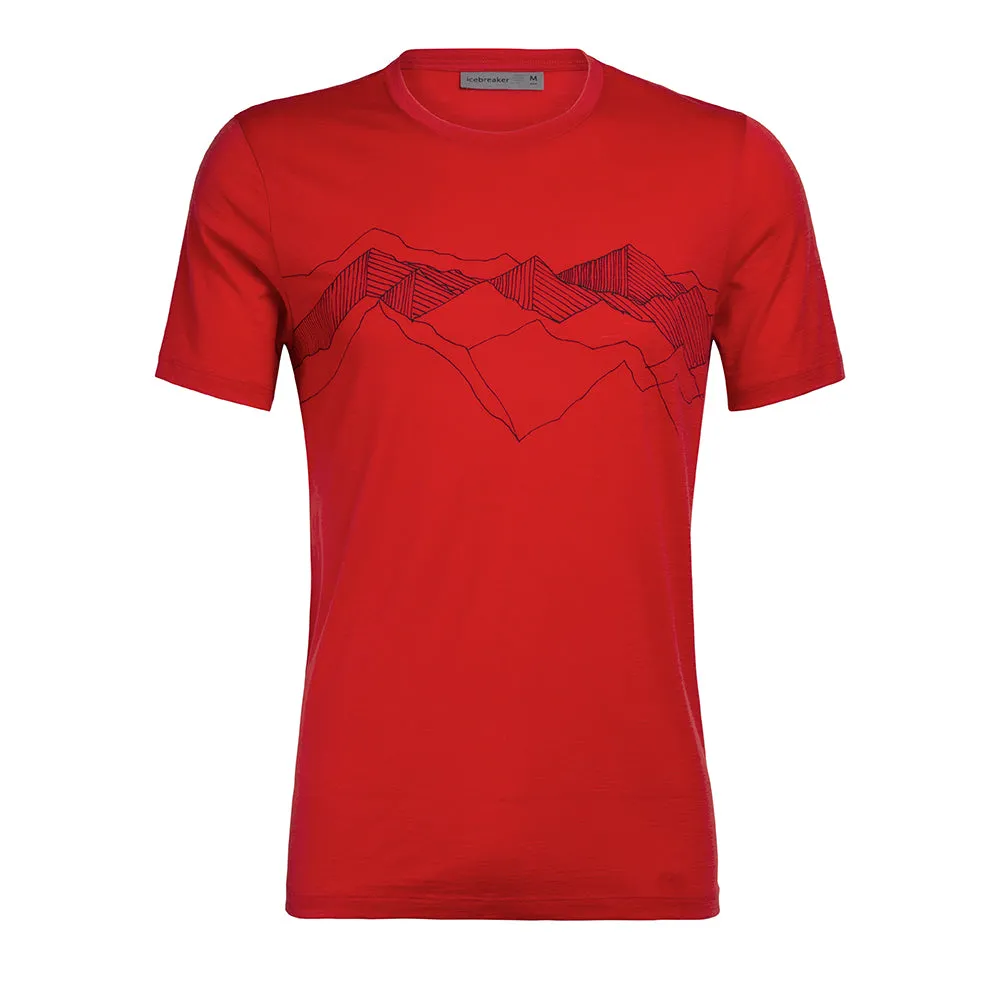 icebreaker Merino Men's 150 Tech Lite Short Sleeve Crewe Peak Patterns T-Shirt - Rocket L, XL