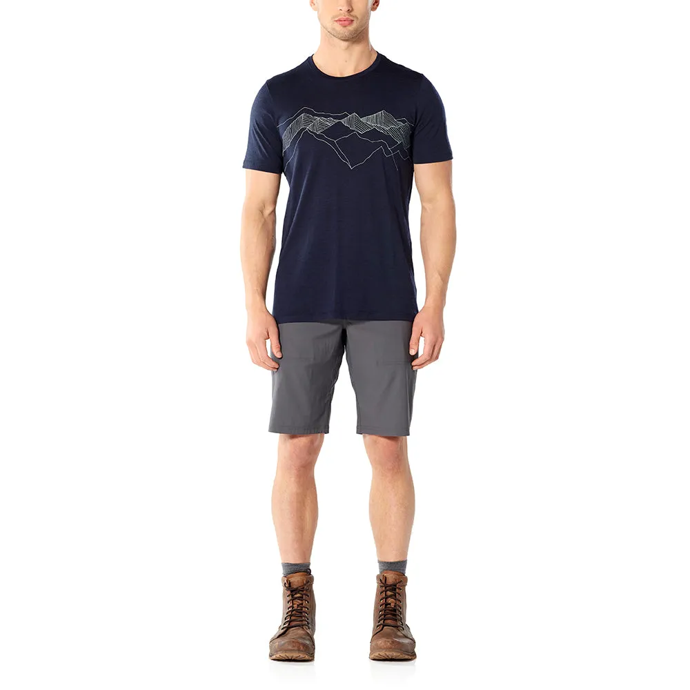 icebreaker Merino Men's 150 Tech Lite Short Sleeve Crewe Peak Patterns T-Shirt - Rocket L, XL