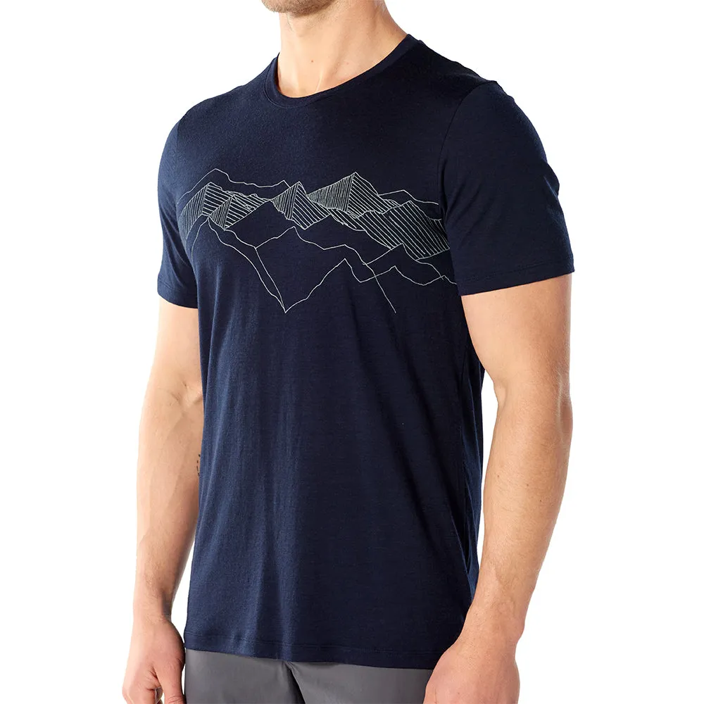 icebreaker Merino Men's 150 Tech Lite Short Sleeve Crewe Peak Patterns T-Shirt - Rocket L, XL