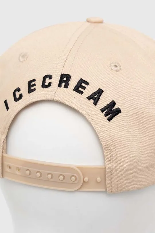 ICECREAM cotton baseball cap Team EU Skate Cone Dad Cap beige color IC24141