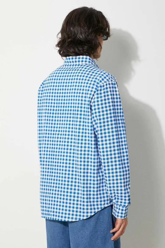 ICECREAM cotton shirt Longsleeve Printed Check Shirt men's blue color IC24222