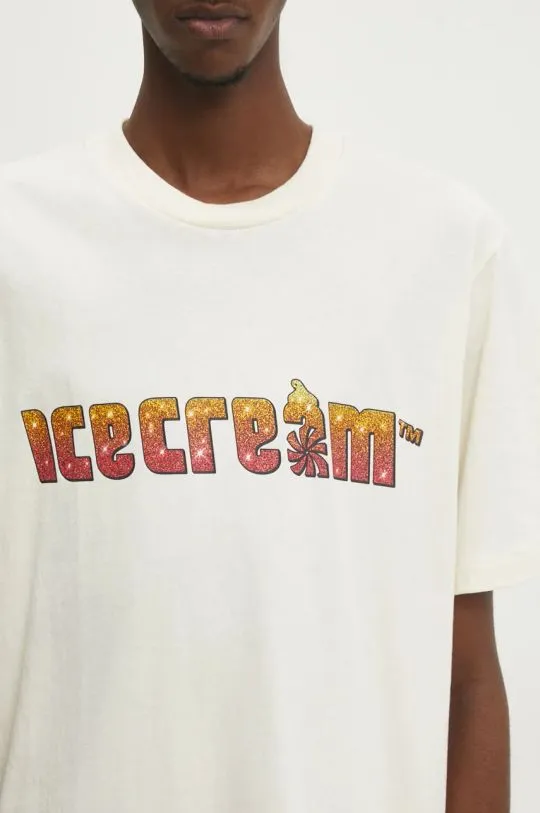 ICECREAM cotton t-shirt Soft Serve Sparkle men’s beige color with a print IC24349