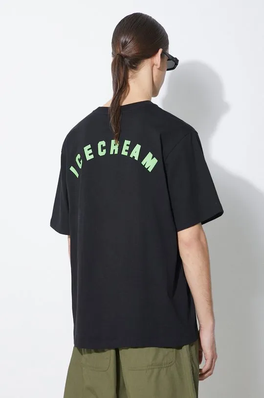 ICECREAM cotton t-shirt Team Eu Skate Cone men’s black color with a print IC24132