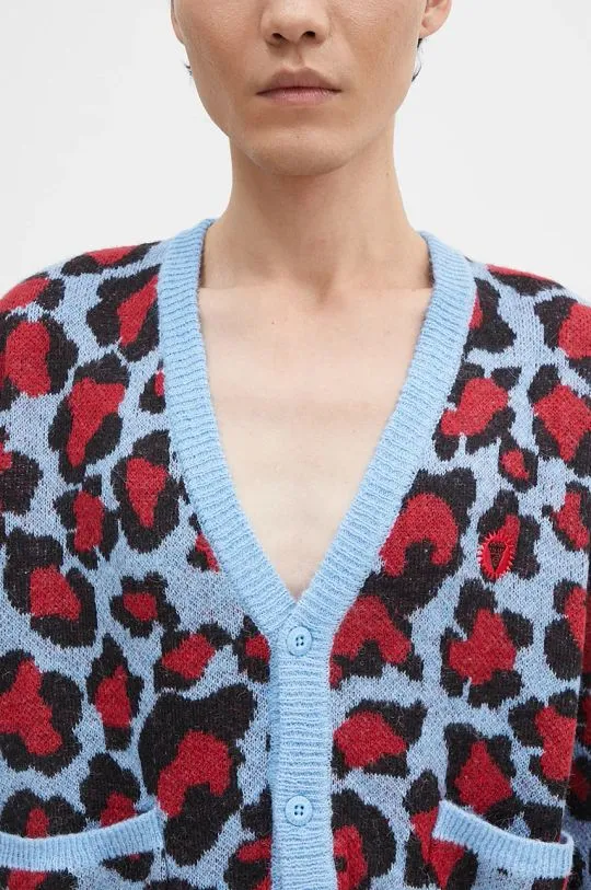 ICECREAM wool blend cardigan Leopard Print Knitted Cardigan red color IC24324