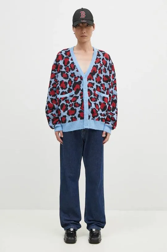 ICECREAM wool blend cardigan Leopard Print Knitted Cardigan red color IC24324