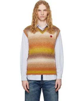 ICECREAM Yellow & Beige Striped Knitted Vest