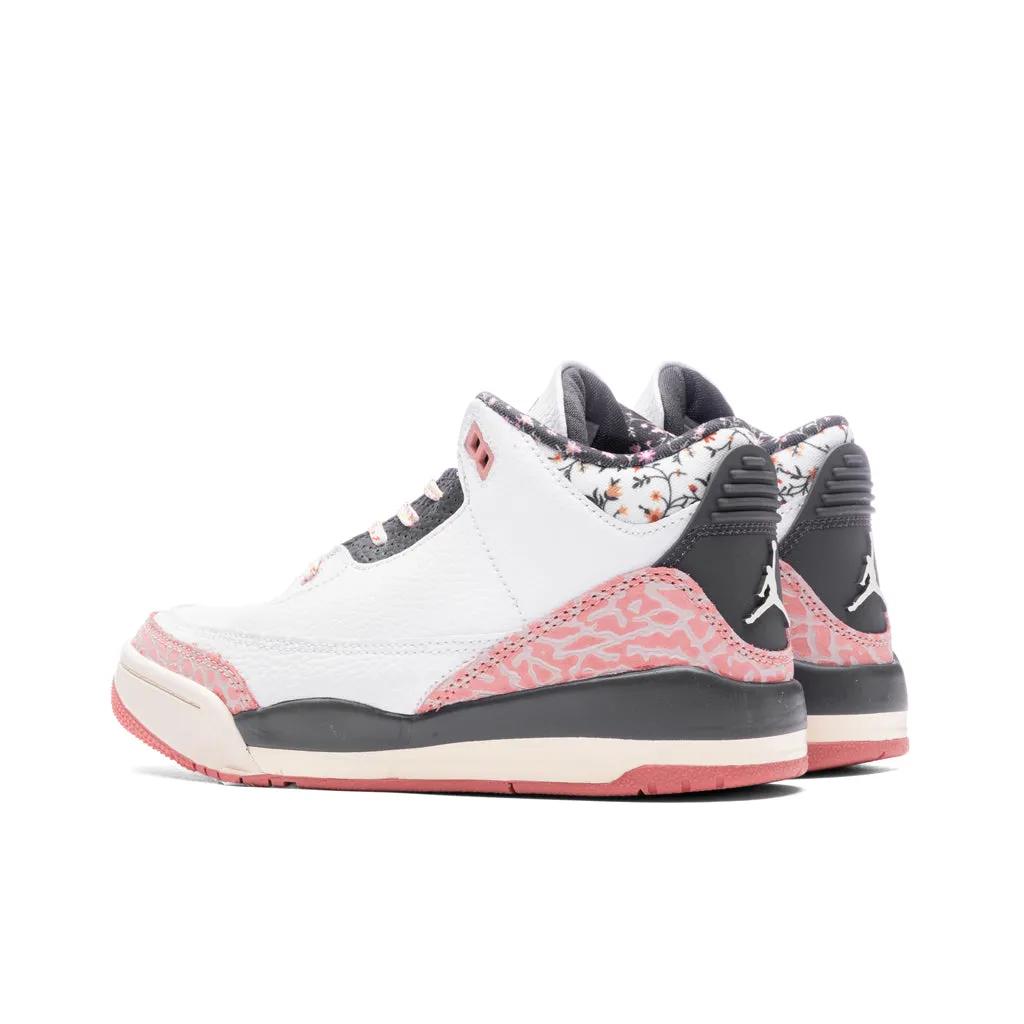 Jordan 3 Retro (PS) 'Vintage Floral' - White/Anthracite/Red Stardust