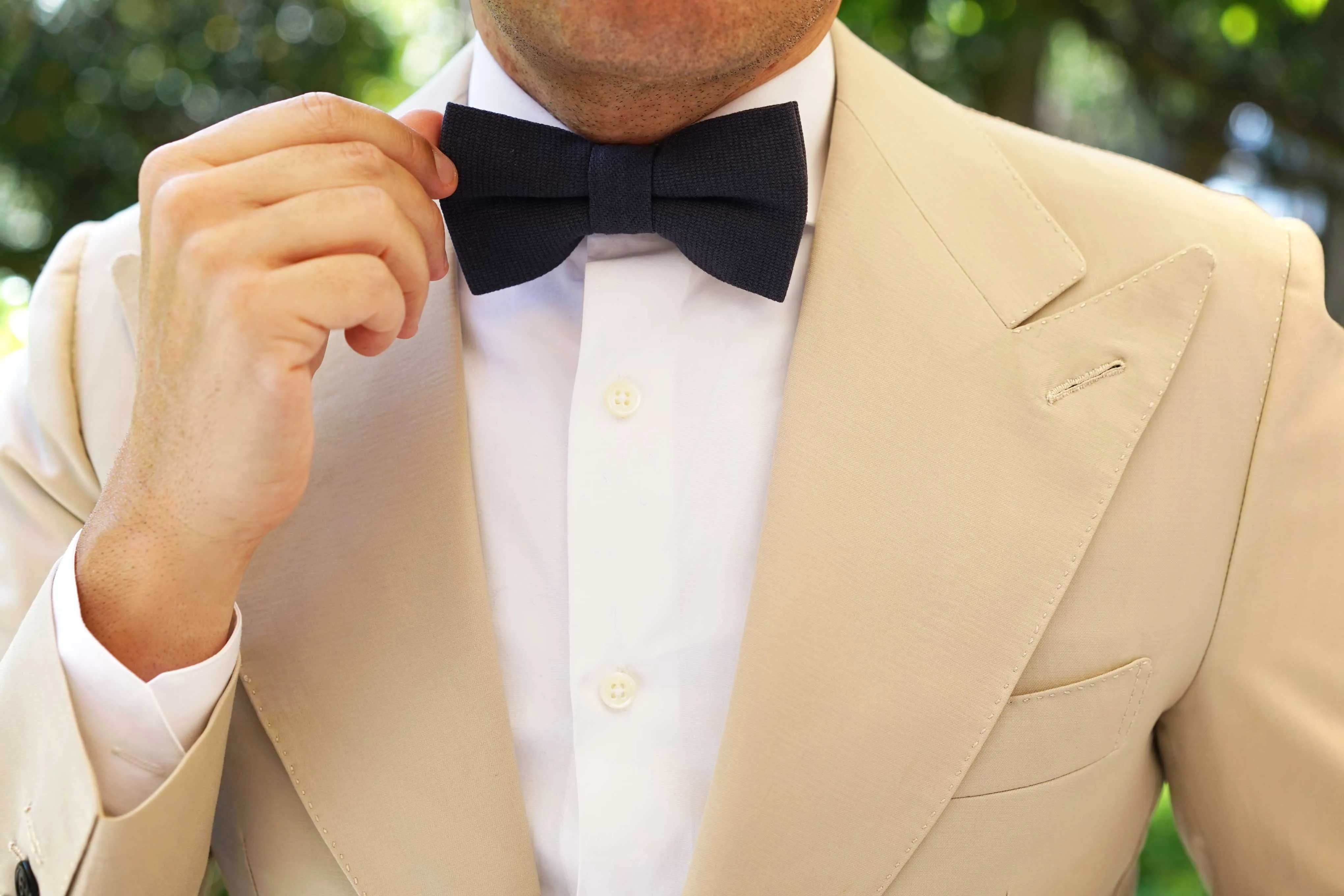 land Navy Blue Linen Bow Tie