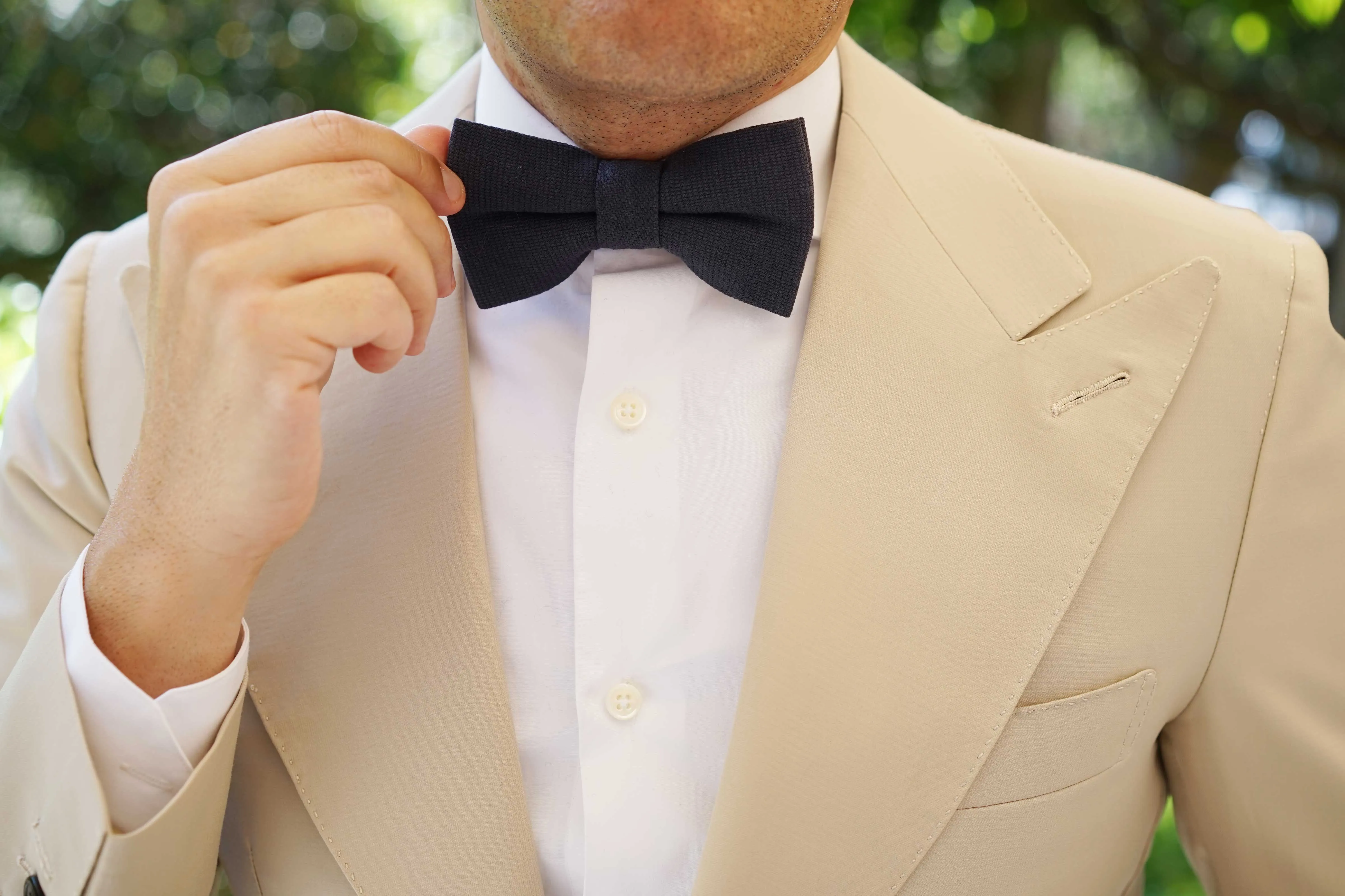 land Navy Blue Linen Bow Tie