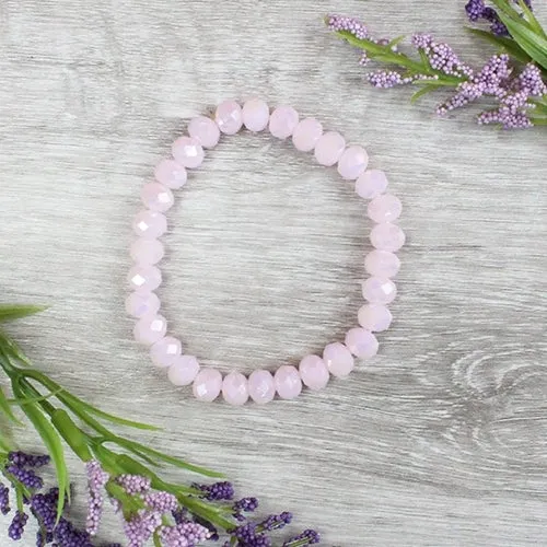 Light Pink Crystal Beaded Stretch Bracelet