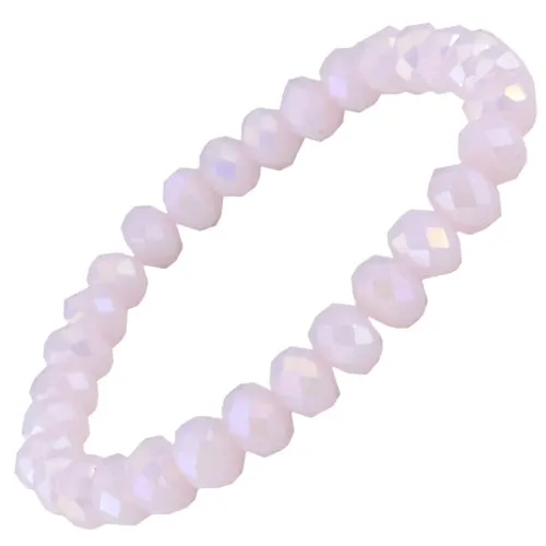 Light Pink Crystal Beaded Stretch Bracelet