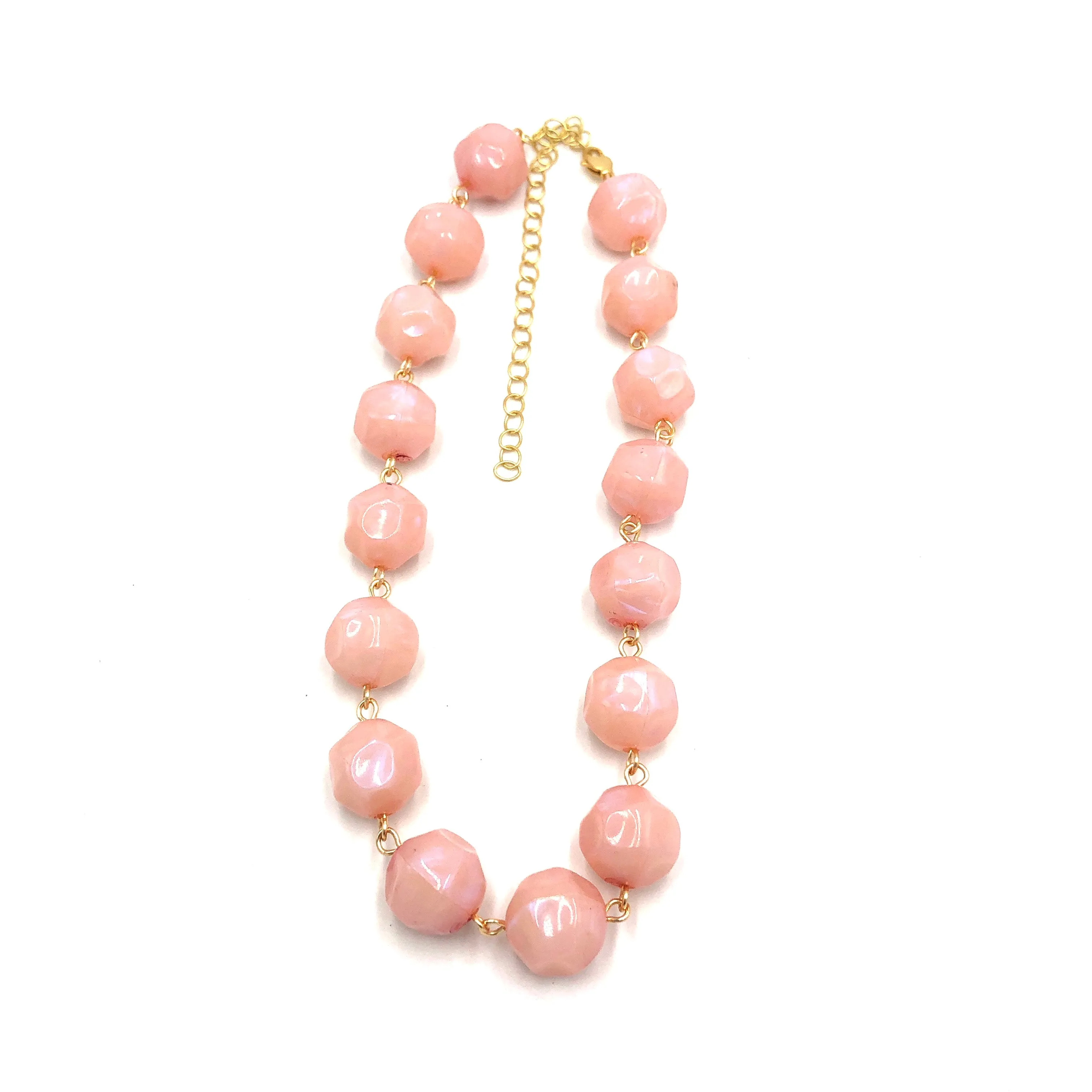 Light Pink Luster Beaded Amelia Necklace