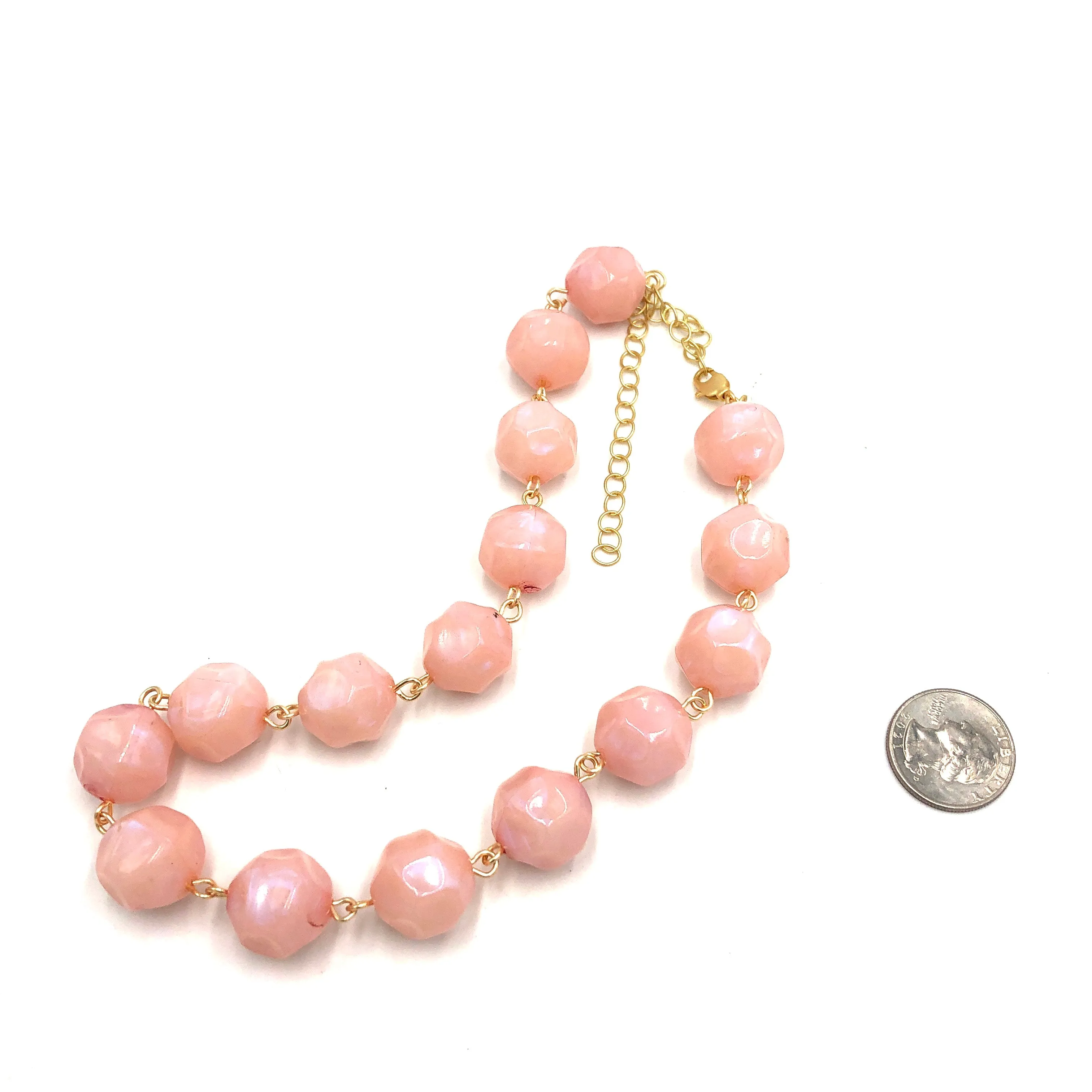 Light Pink Luster Beaded Amelia Necklace