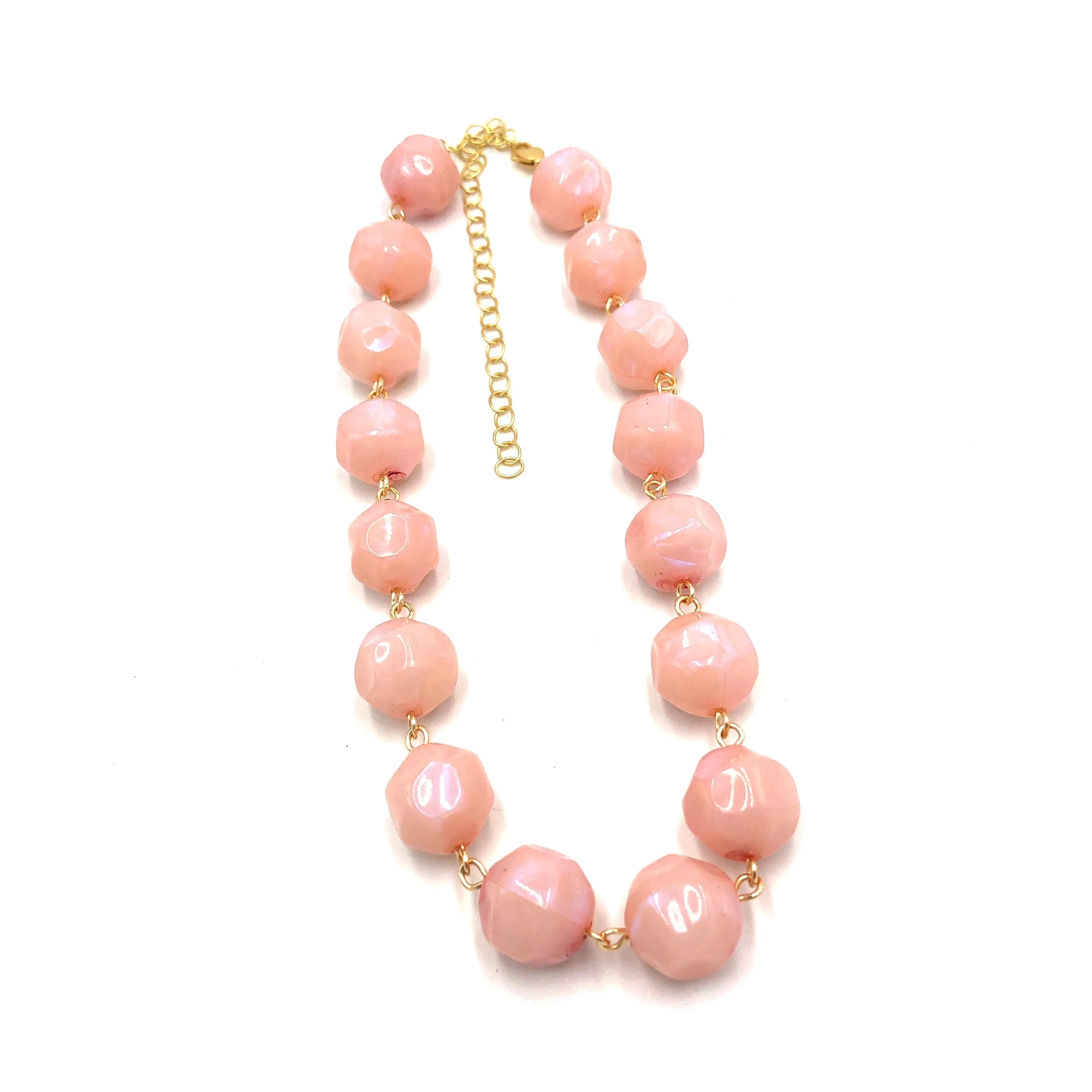 Light Pink Luster Beaded Amelia Necklace