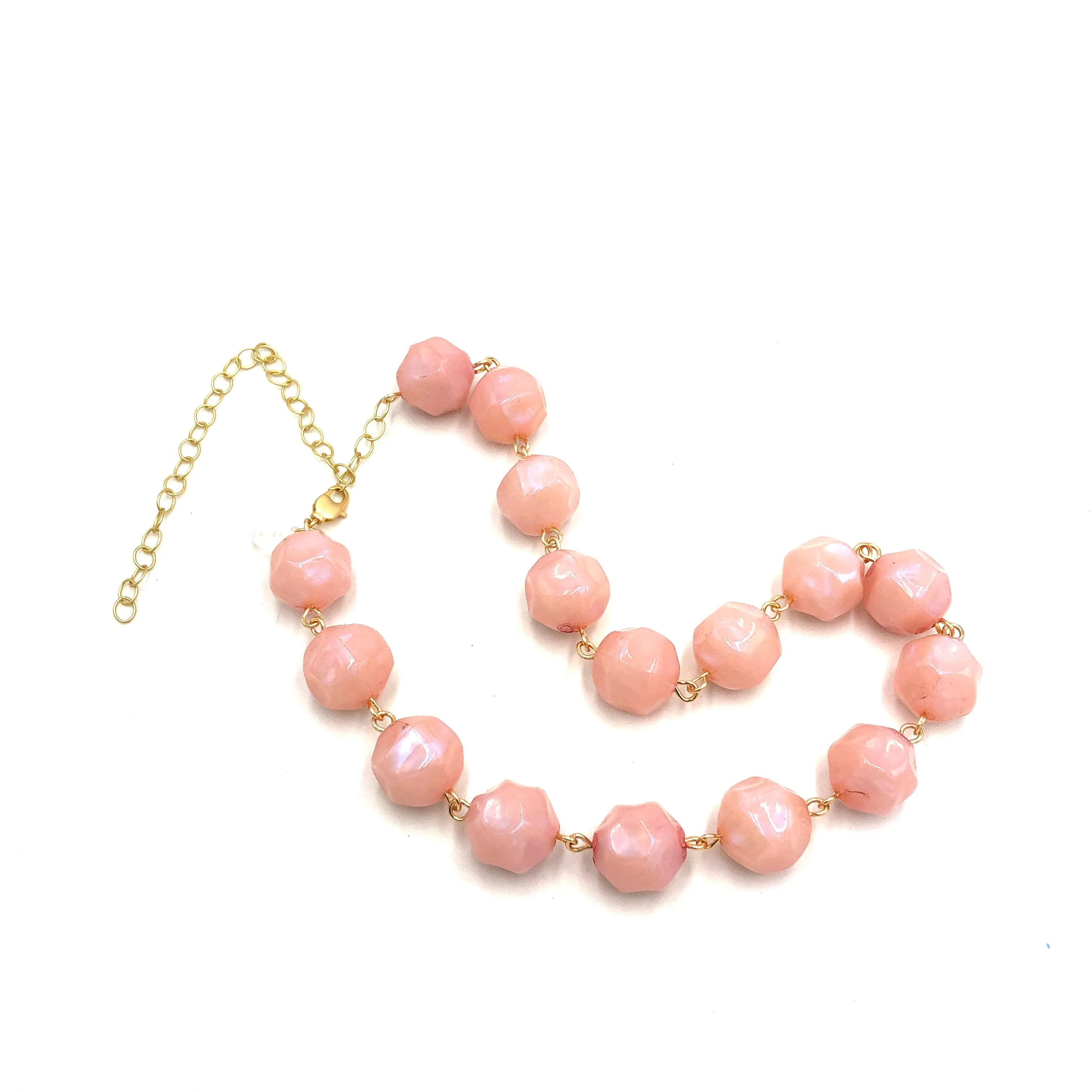 Light Pink Luster Beaded Amelia Necklace